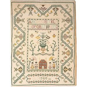 Vintage 1960s Handmade Cross-Stitch Needlework ABC Friendship Sampler Dated 1966